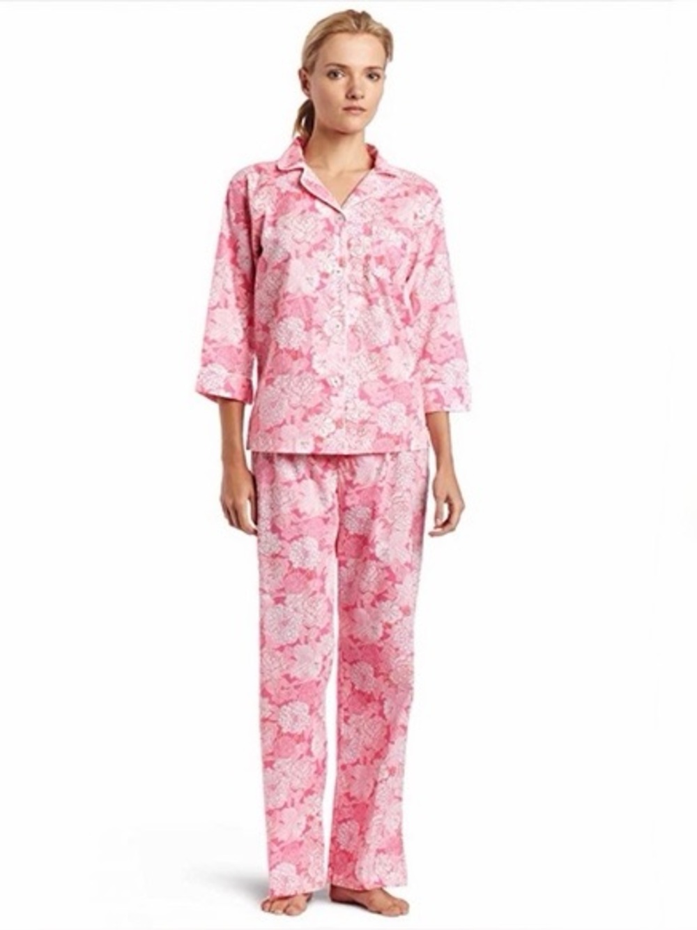 LILLY PULITZER Women’s Pajama Set 💯 Cotton Pink Floral Pattern Size M?
